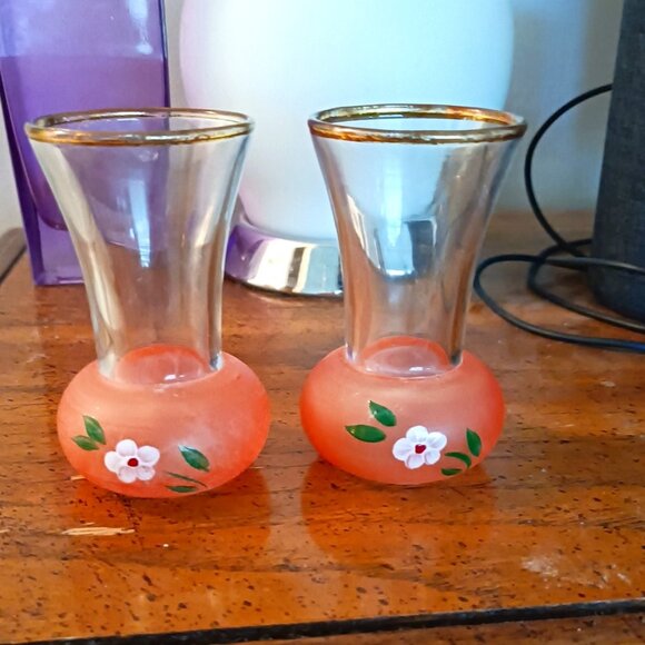 Other - 2 4" Vintage Hand Painted Glass Vases